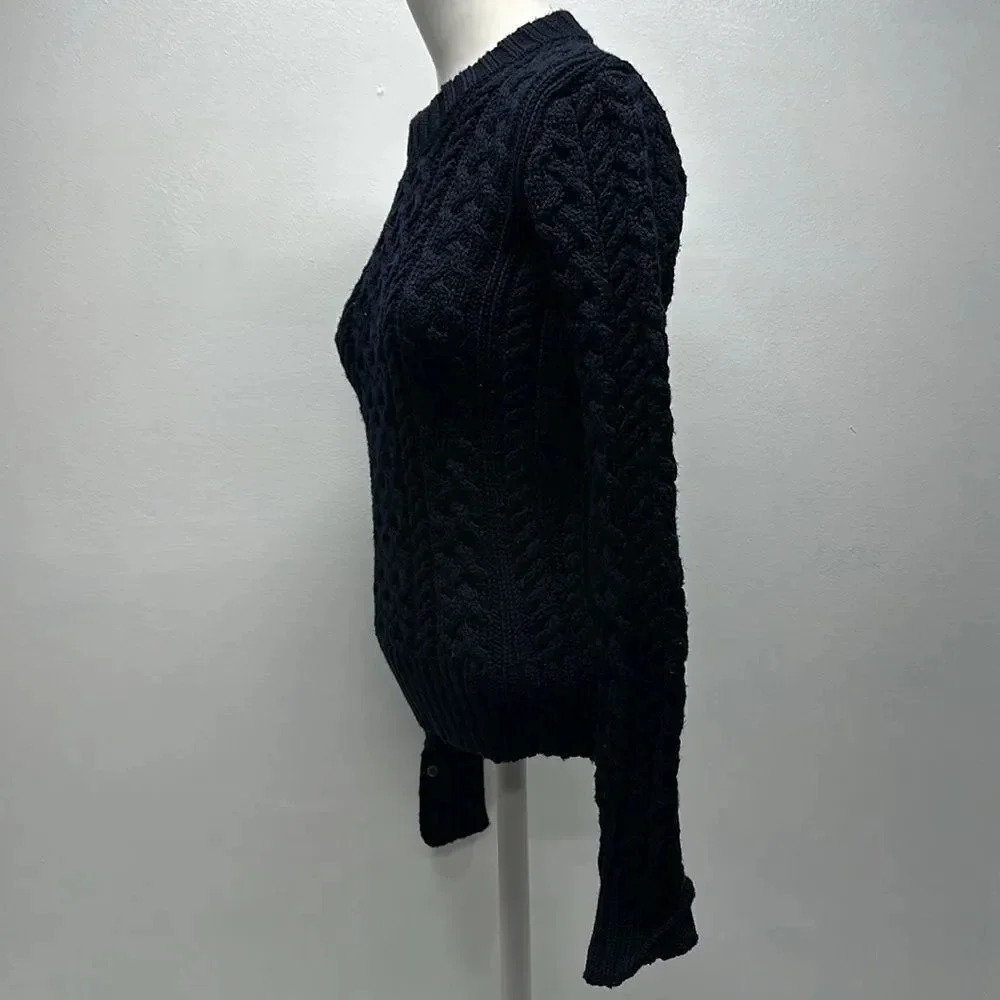 Thom Browne Cable Knit Crewneck Pullover Sweater Navy Blue Wool Size 40 / 1 New - Picture 9 of 13